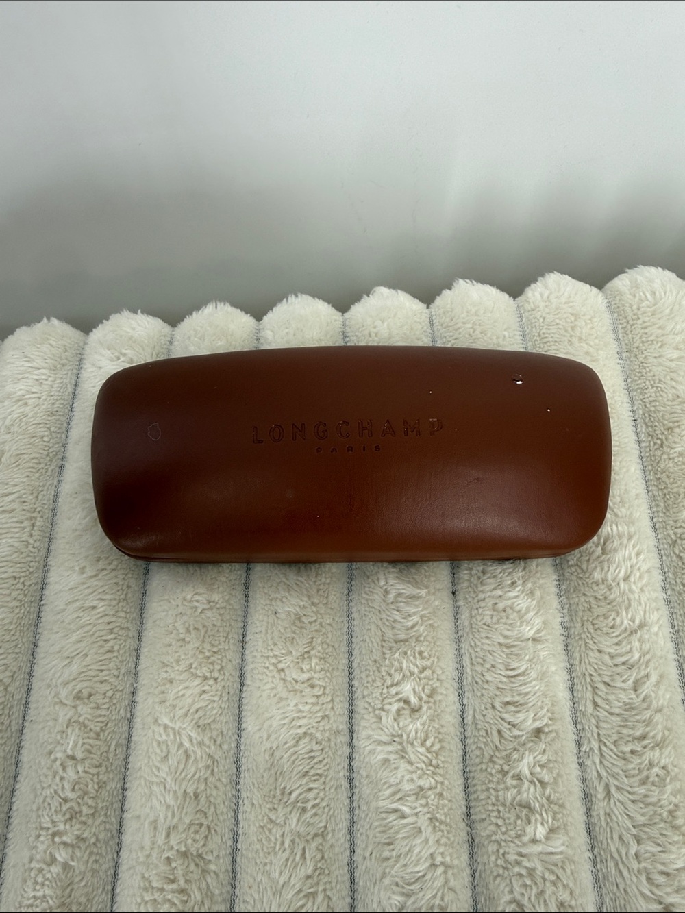 Longchamp Chestnut Brown Leather Eyewear Case